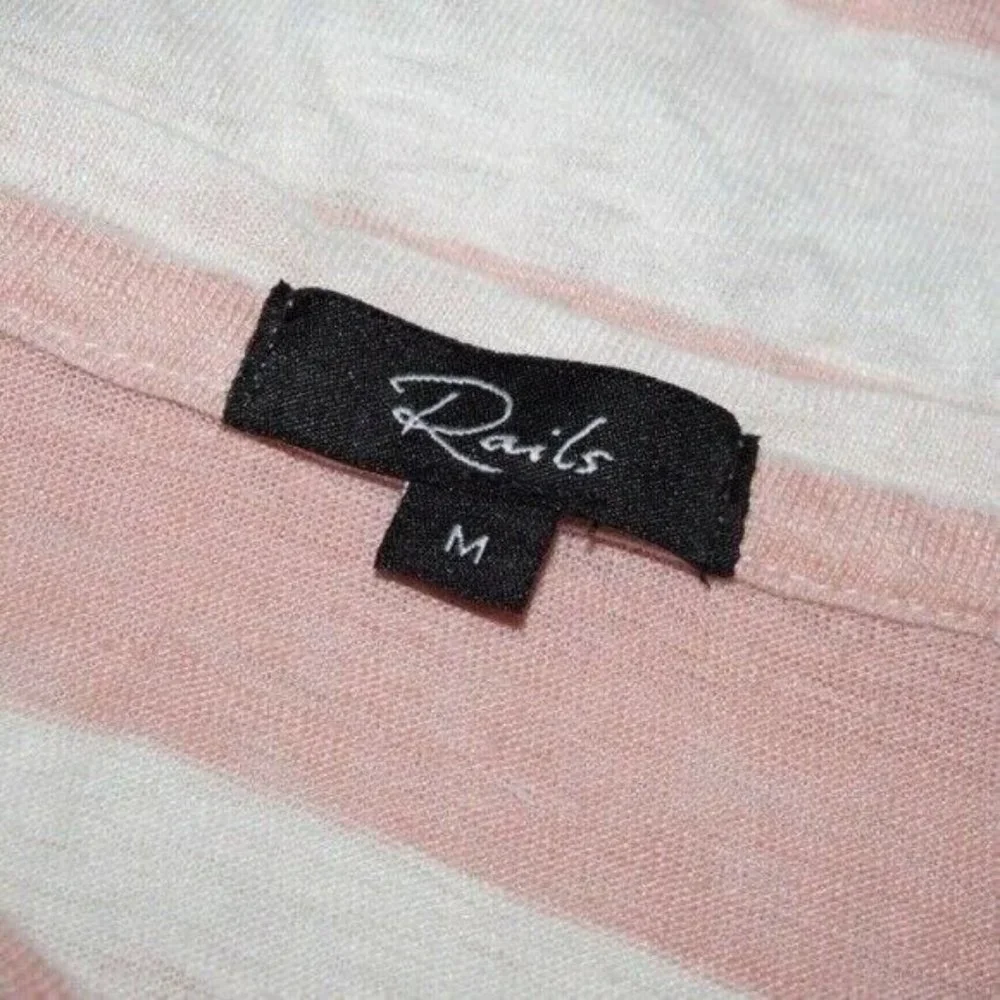 Rails Billie Blush Pink White Striped Linen Top Medium - Picture 4 of 6